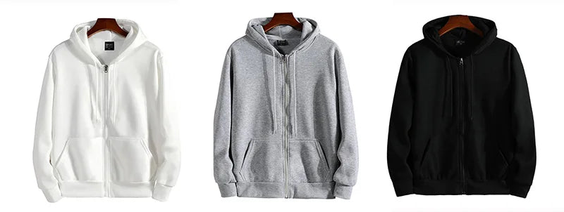 Moletom Masculino com Zíper e Capuz Outono Inverno Nova Blusa de Manga Longa Moda Casual Roupa Masculina Esportiva de Corte Larga