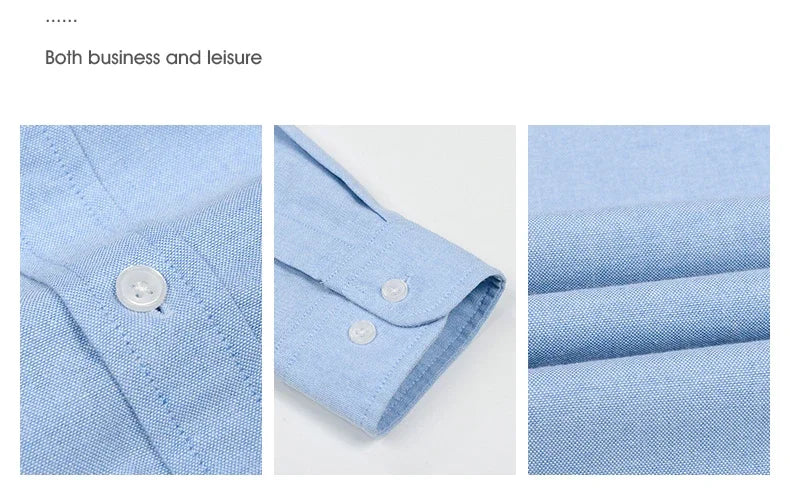 Men's Slim-Fit Oxford Cotton Shirt: Long Sleeves, Casual Breathable Fabric, Exquisite Craftsmanship, Brand with OEM Processing