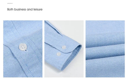 Men's Slim-Fit Oxford Cotton Shirt: Long Sleeves, Casual Breathable Fabric, Exquisite Craftsmanship, Brand with OEM Processing