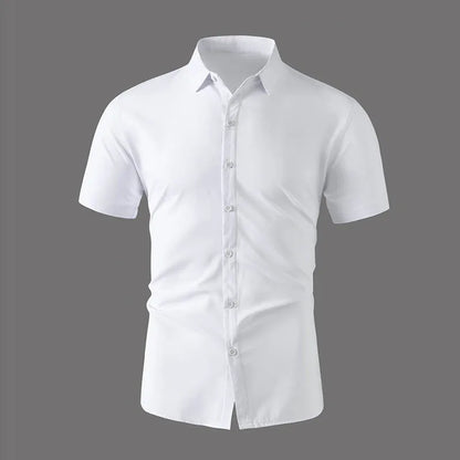 Men's Solid Black Short Sleeve Dress Shirt Classic Regular Fit Business Shirt