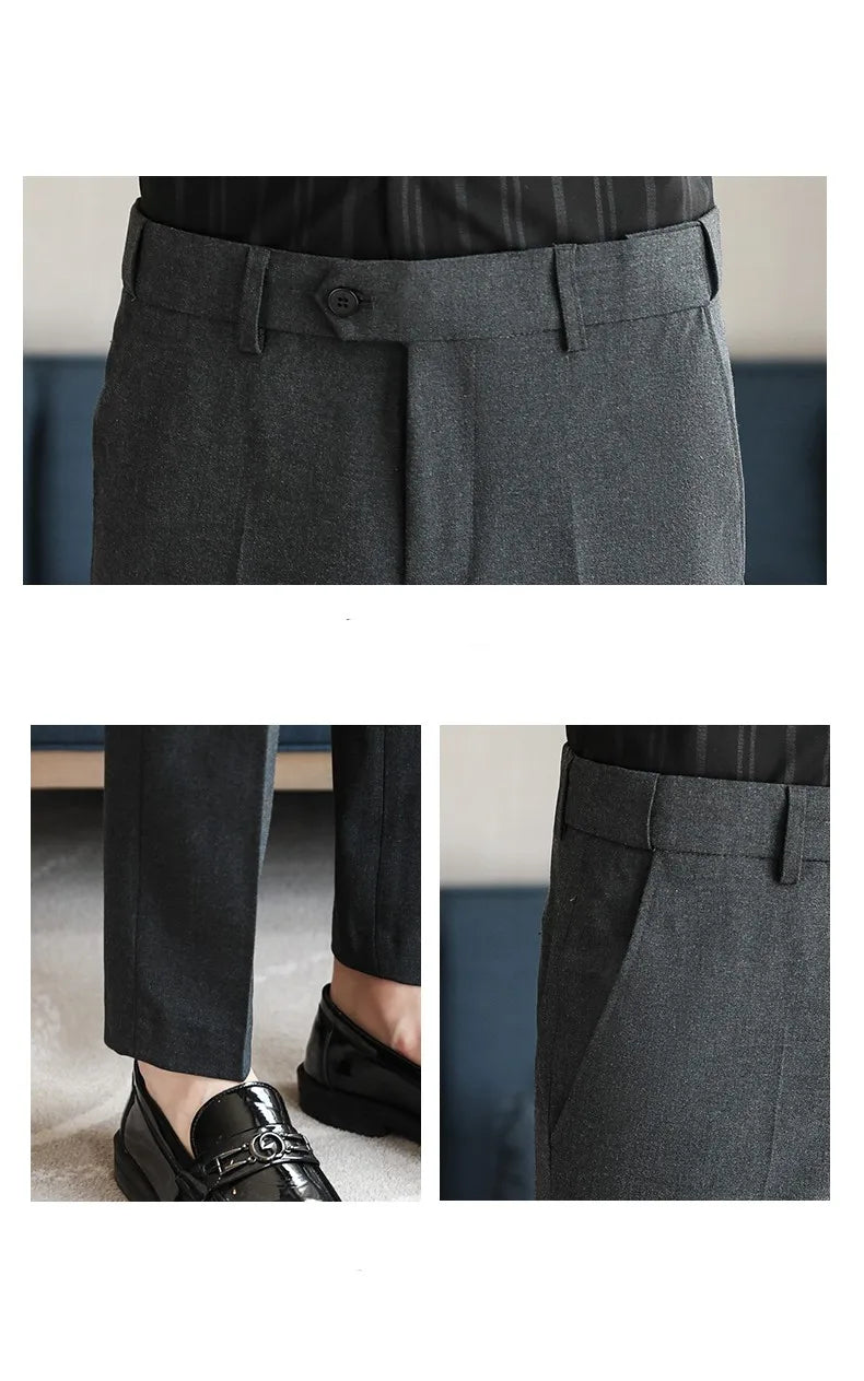 Men's Summer Pants Business Formal Wear Elastic Waist Suit Pants For Men Clothing 2026 Slim Fit Full Length Trousers Big Size 44