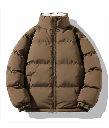 2024 Winter Men's Lamb Wool Fashion Cotton Coat Stand up Collar Plush Thickened Warm Bread Coat Casual Loose Couple Cotton Coat