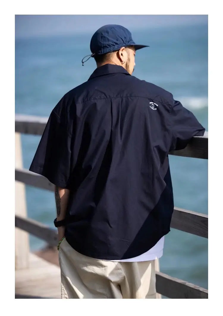 Summer New Style Retro Japanese Short Sleeve Shirt Loose Casual Versatile Half Sleeve Shirt for Men And Women Cityboy Workwear