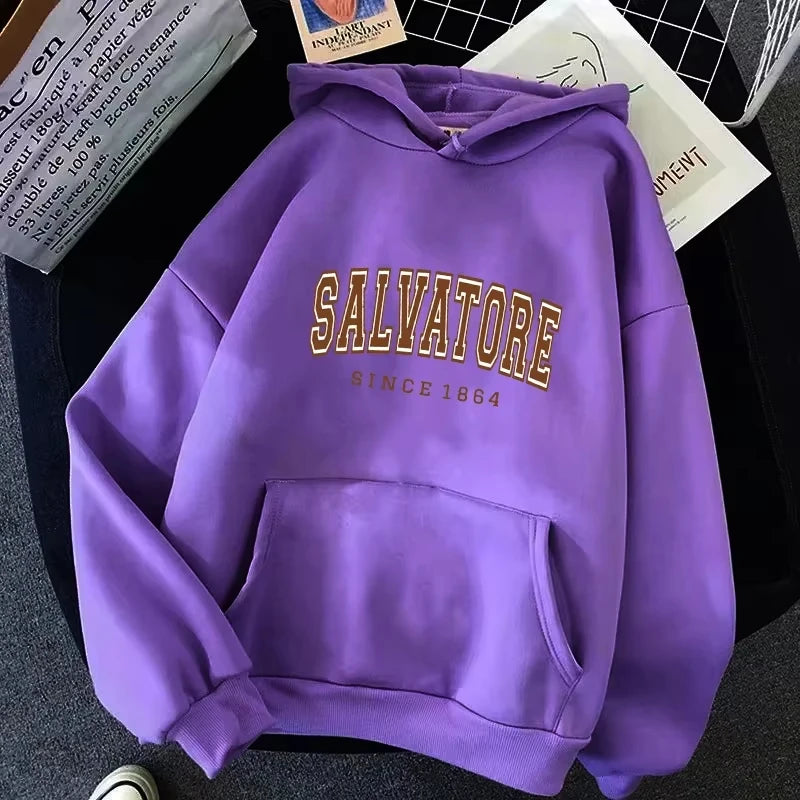 Autumn Winter Casual Women Hoodies Salvatore Since 1864 Men Printed Hooded Sweatshirt Vampire Diaries Jumper Vintage Pulloverst