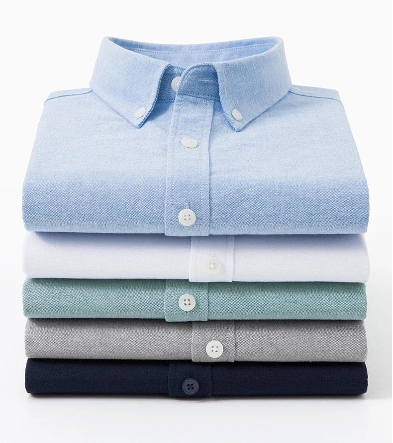 Men's Slim-Fit Oxford Cotton Shirt: Long Sleeves, Casual Breathable Fabric, Exquisite Craftsmanship, Brand with OEM Processing