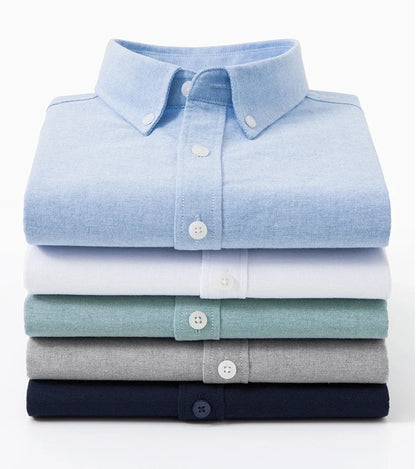 Men's Slim-Fit Oxford Cotton Shirt: Long Sleeves, Casual Breathable Fabric, Exquisite Craftsmanship, Brand with OEM Processing