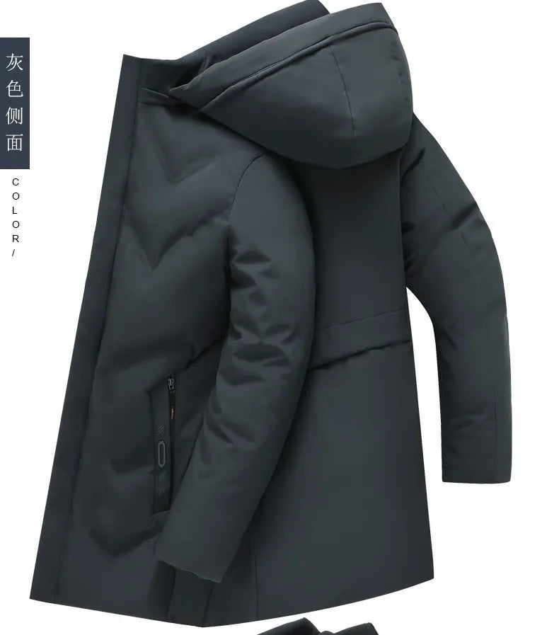 Top Grade Designer New Brand Men Parka Jacket Thick Casual Fashion Windbreaker Hooded Quilted Bubble Coats Long Mens Clothes
