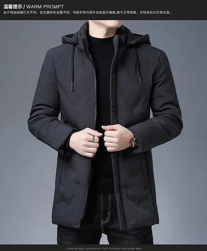 Top Grade Designer New Brand Men Parka Jacket Thick Casual Fashion Windbreaker Hooded Quilted Bubble Coats Long Mens Clothes
