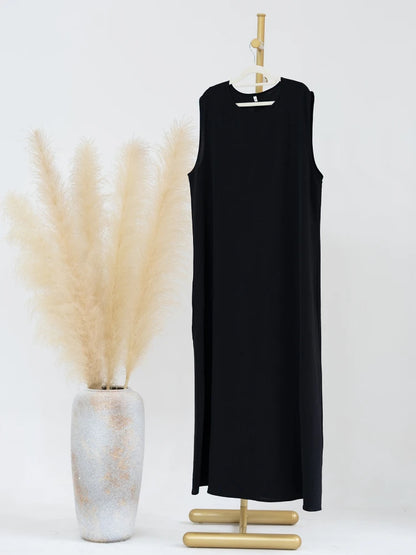 Vestido Muçulmano Abaya Sem Mangas, Vestido Interno Feminino, Cor Sólida, Roupa de Baixo, Vestido Longo, Kaftan Simples de Ramadã, Vestidos Árabes