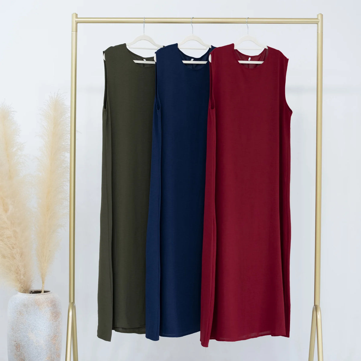 Vestido Muçulmano Abaya Sem Mangas, Vestido Interno Feminino, Cor Sólida, Roupa de Baixo, Vestido Longo, Kaftan Simples de Ramadã, Vestidos Árabes