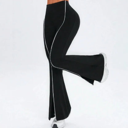 Line splicing simple flared pants for women slim split pants high elasticity hip lifting high waist running fitness yoga pants