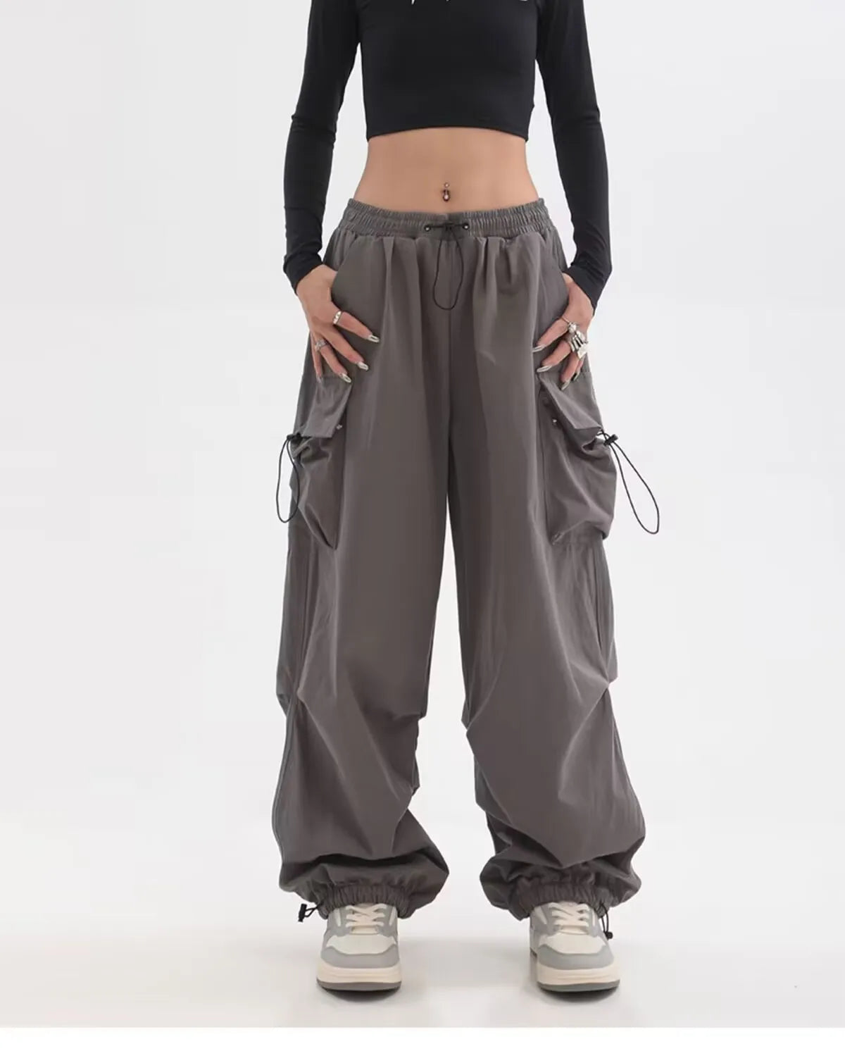 Cargo Pants Women Baggy Trousers 2023 Fall Streetwear Oversized Pants Vintage Casual Elastic Waist Loose Sweatpants Women