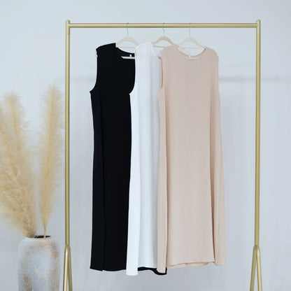 Vestido Muçulmano Abaya Sem Mangas, Vestido Interno Feminino, Cor Sólida, Roupa de Baixo, Vestido Longo, Kaftan Simples de Ramadã, Vestidos Árabes