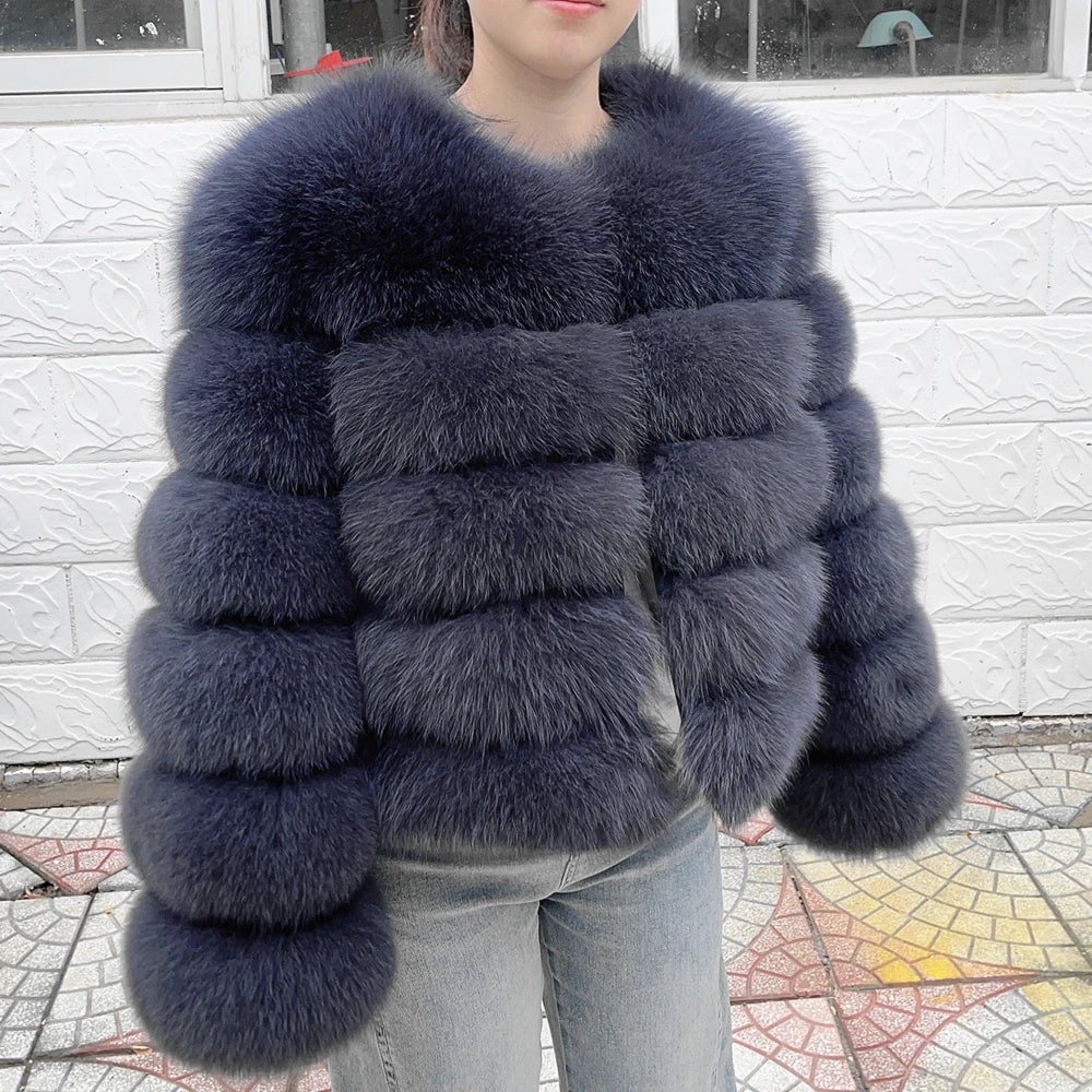 QUEENTINA Fox Fur Coat Real Winter Women'S Fashion Brown 2026 Leather And Skin Clothing Natural New In Coats & Jackets Tops Sale