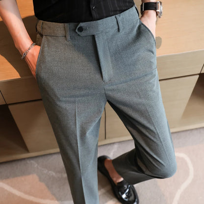 Men's Summer Pants Business Formal Wear Elastic Waist Suit Pants For Men Clothing 2026 Slim Fit Full Length Trousers Big Size 44