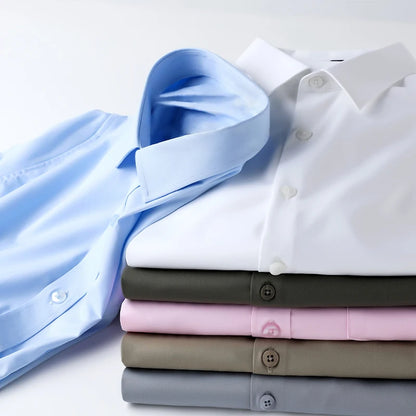 Men's Solid Black Short Sleeve Dress Shirt Classic Regular Fit Business Shirt