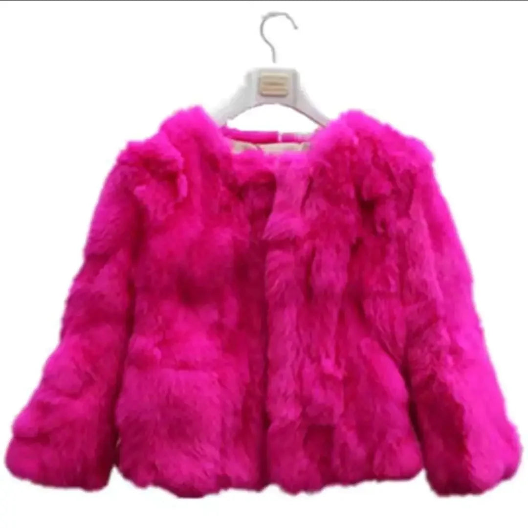 2024 New Women's Real Fur Coat High-waist Round Collar Cardigan Long-sleeved Slim Fit  Rabbit   Jacket Women T197