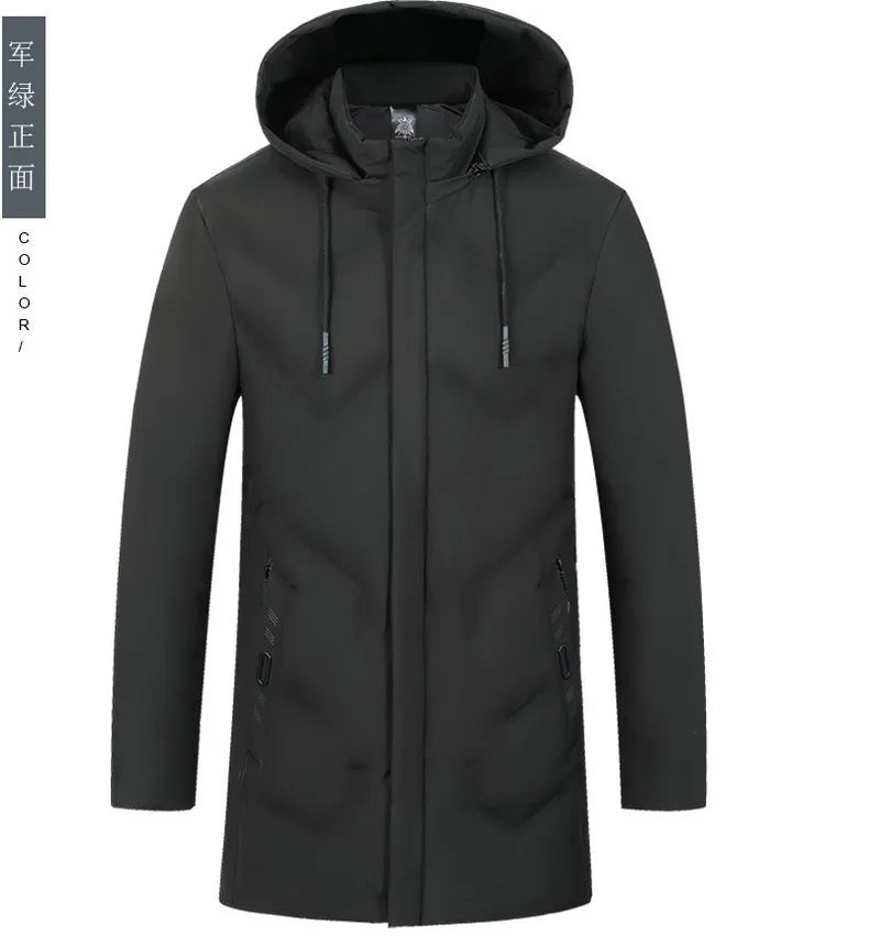 Top Grade Designer New Brand Men Parka Jacket Thick Casual Fashion Windbreaker Hooded Quilted Bubble Coats Long Mens Clothes