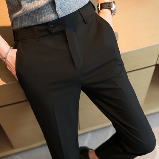 Men's Summer Pants Business Formal Wear Elastic Waist Suit Pants For Men Clothing 2026 Slim Fit Full Length Trousers Big Size 44