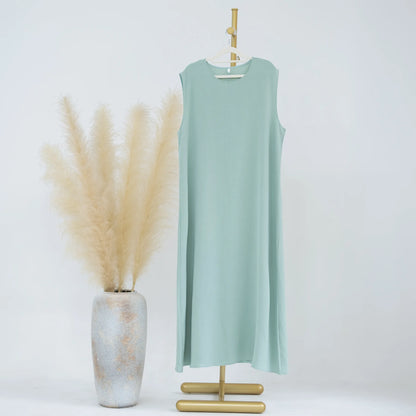 Vestido Muçulmano Abaya Sem Mangas, Vestido Interno Feminino, Cor Sólida, Roupa de Baixo, Vestido Longo, Kaftan Simples de Ramadã, Vestidos Árabes