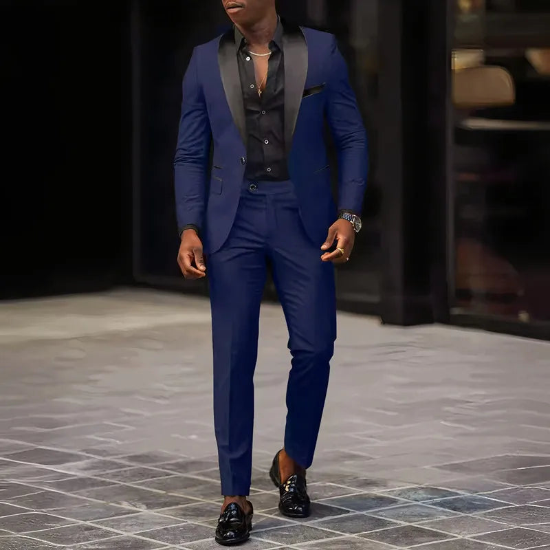 2-Piece Men's Suit Suitable For Wedding Business Suits, Single Button Jackets And Pants Sets, Slim Fit Jacket Sets