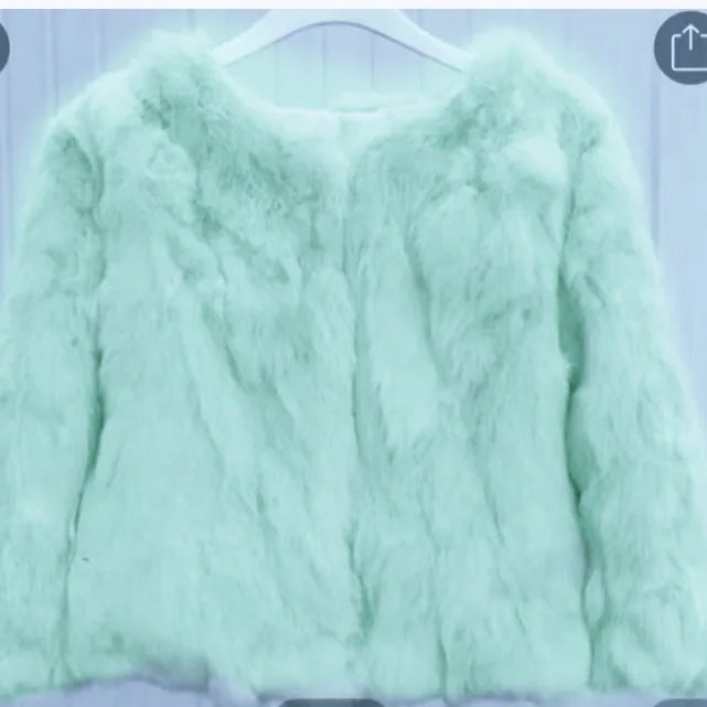 2024 New Women's Real Fur Coat High-waist Round Collar Cardigan Long-sleeved Slim Fit  Rabbit   Jacket Women T197