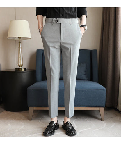 Men's Summer Pants Business Formal Wear Elastic Waist Suit Pants For Men Clothing 2026 Slim Fit Full Length Trousers Big Size 44