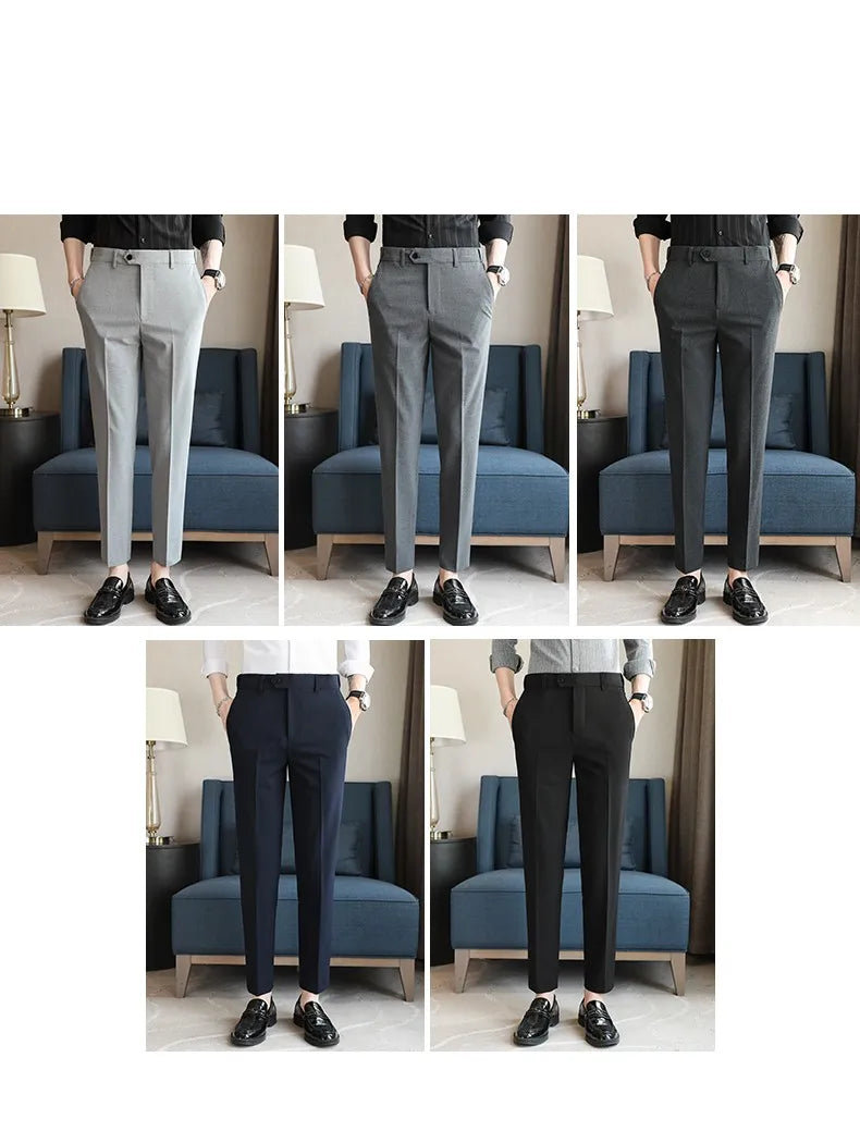 Men's Summer Pants Business Formal Wear Elastic Waist Suit Pants For Men Clothing 2026 Slim Fit Full Length Trousers Big Size 44