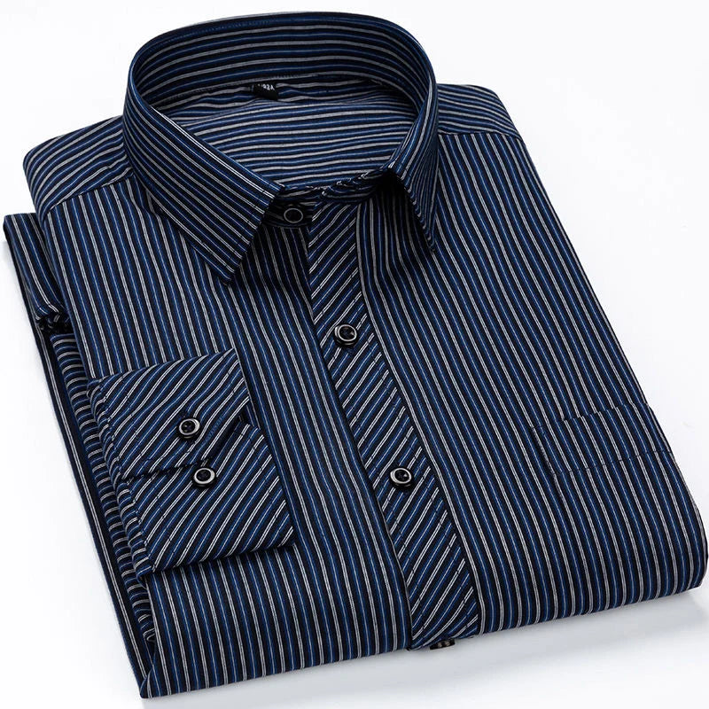 Oversized Mens Social Dress Shirt Long Sleeved Plus Large Size 9XL 8XL 7XL Classic Plaid Striped Casual Business RIYBEOE