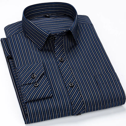 Oversized Mens Social Dress Shirt Long Sleeved Plus Large Size 9XL 8XL 7XL Classic Plaid Striped Casual Business RIYBEOE