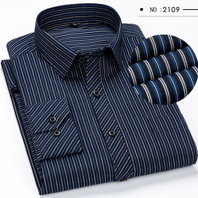 Oversized Mens Social Dress Shirt Long Sleeved Plus Large Size 9XL 8XL 7XL Classic Plaid Striped Casual Business RIYBEOE