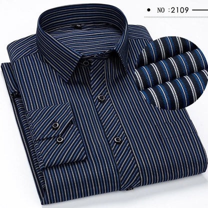 Oversized Mens Social Dress Shirt Long Sleeved Plus Large Size 9XL 8XL 7XL Classic Plaid Striped Casual Business RIYBEOE