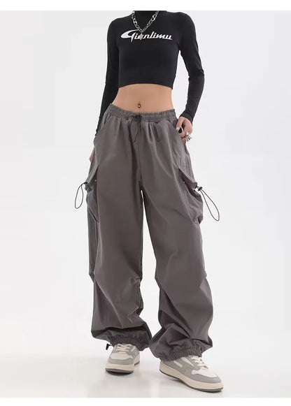 Cargo Pants Women Baggy Trousers 2023 Fall Streetwear Oversized Pants Vintage Casual Elastic Waist Loose Sweatpants Women