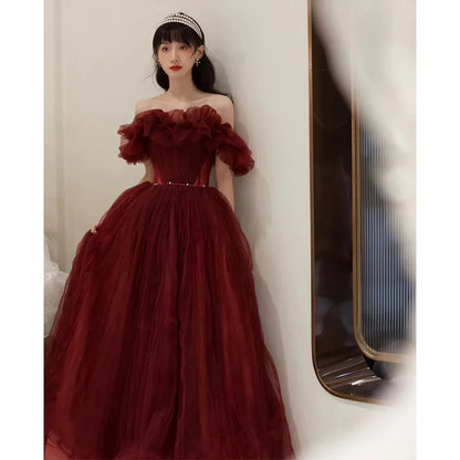 Evening Gowns for Women Elegant Party Prom Gown Graduation Womens Occasion Slender Waist Quinceanera Pengpeng Wedding Dresses