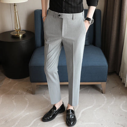 Men's Summer Pants Business Formal Wear Elastic Waist Suit Pants For Men Clothing 2026 Slim Fit Full Length Trousers Big Size 44