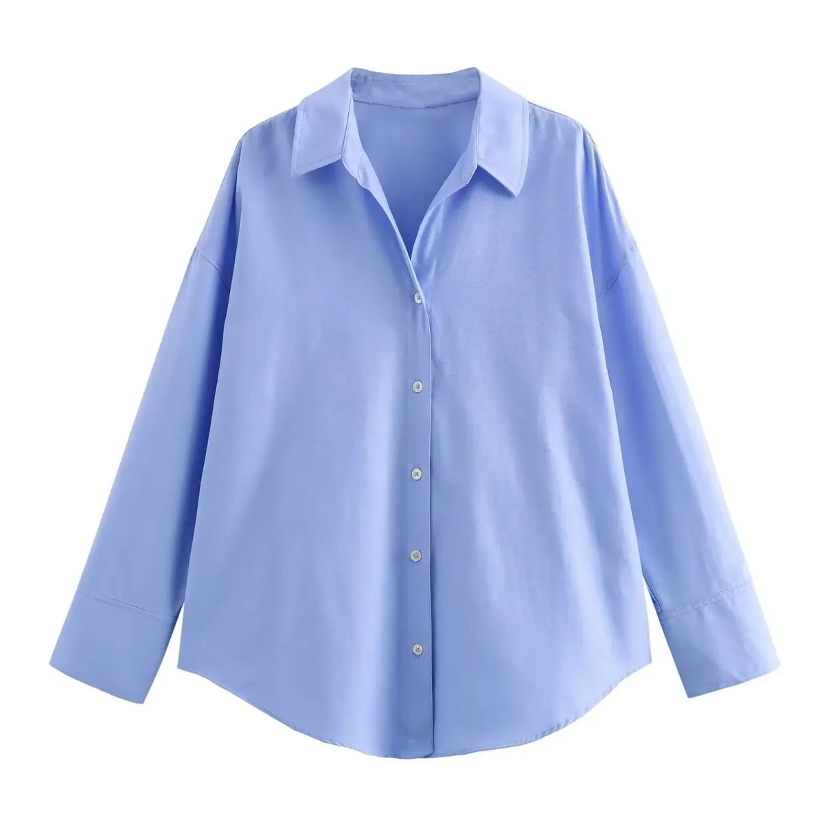 Women Fashion Spring Cotton Oxford Long Sleeve Single-breasted Lapel Blouse Street Clothing Shirt Chic Ladies Tops Mujer