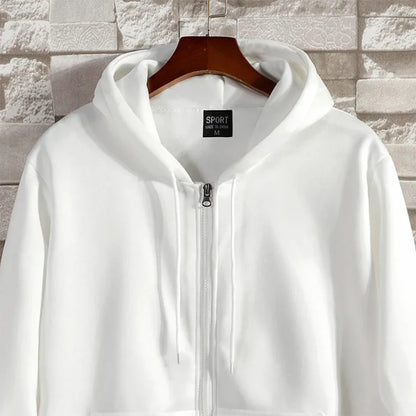 Moletom Masculino com Zíper e Capuz Outono Inverno Nova Blusa de Manga Longa Moda Casual Roupa Masculina Esportiva de Corte Larga