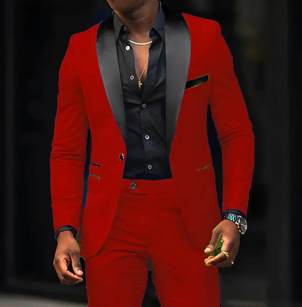 2-Piece Men's Suit Suitable For Wedding Business Suits, Single Button Jackets And Pants Sets, Slim Fit Jacket Sets