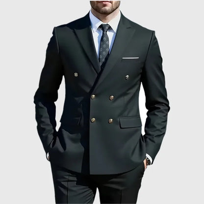 Moda Novos Homens Lazer Boutique Negócios Banquete Cor Sólida Casamento Terno Slim Fit Abotoamento Duplo Blazers Calças
