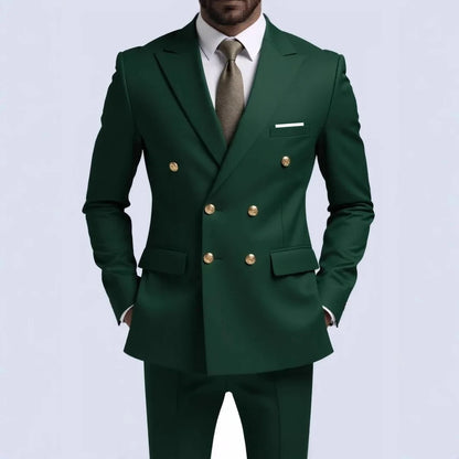 Moda Novos Homens Lazer Boutique Negócios Banquete Cor Sólida Casamento Terno Slim Fit Abotoamento Duplo Blazers Calças