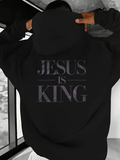 Moletom Masculino Casual Jesus Is King - Camisa Pulôver Estampada Preta
