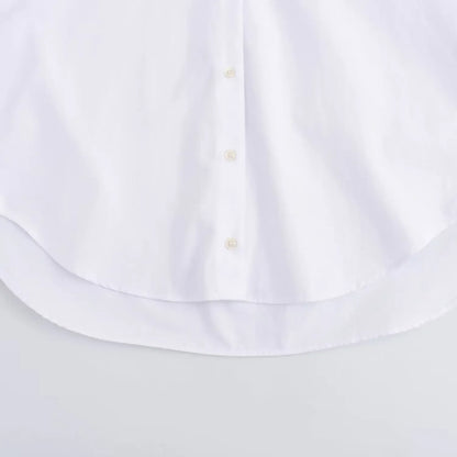 Women Fashion Spring Cotton Oxford Long Sleeve Single-breasted Lapel Blouse Street Clothing Shirt Chic Ladies Tops Mujer