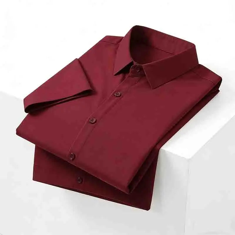 Men's Solid Black Short Sleeve Dress Shirt Classic Regular Fit Business Shirt