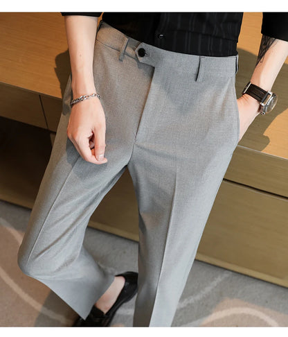 Men's Summer Pants Business Formal Wear Elastic Waist Suit Pants For Men Clothing 2026 Slim Fit Full Length Trousers Big Size 44
