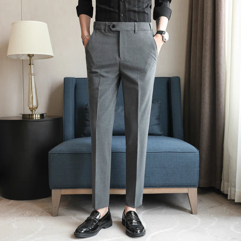 Men's Summer Pants Business Formal Wear Elastic Waist Suit Pants For Men Clothing 2026 Slim Fit Full Length Trousers Big Size 44