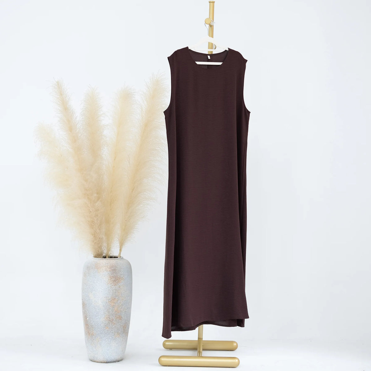 Vestido Muçulmano Abaya Sem Mangas, Vestido Interno Feminino, Cor Sólida, Roupa de Baixo, Vestido Longo, Kaftan Simples de Ramadã, Vestidos Árabes