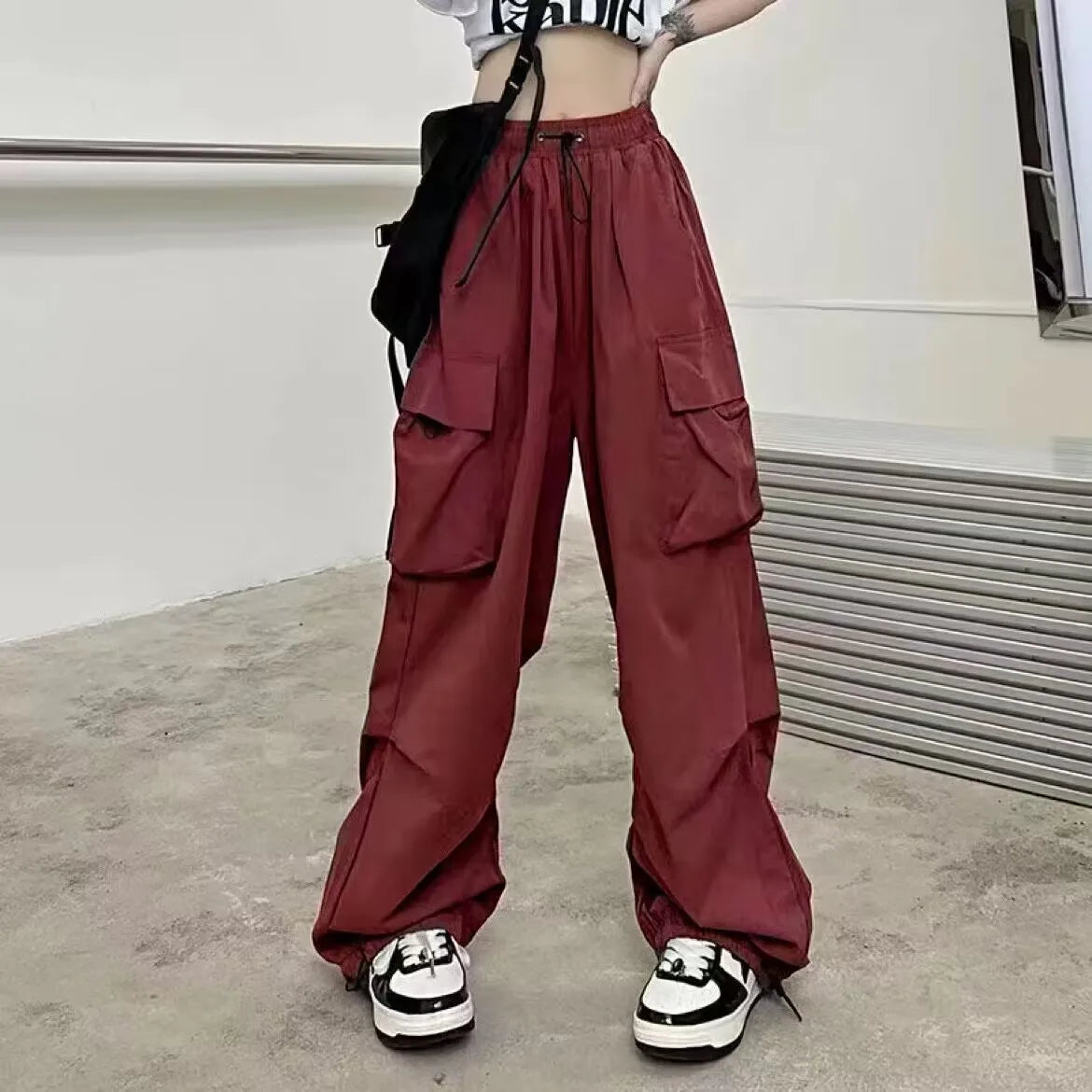 Cargo Pants Women Baggy Trousers 2023 Fall Streetwear Oversized Pants Vintage Casual Elastic Waist Loose Sweatpants Women