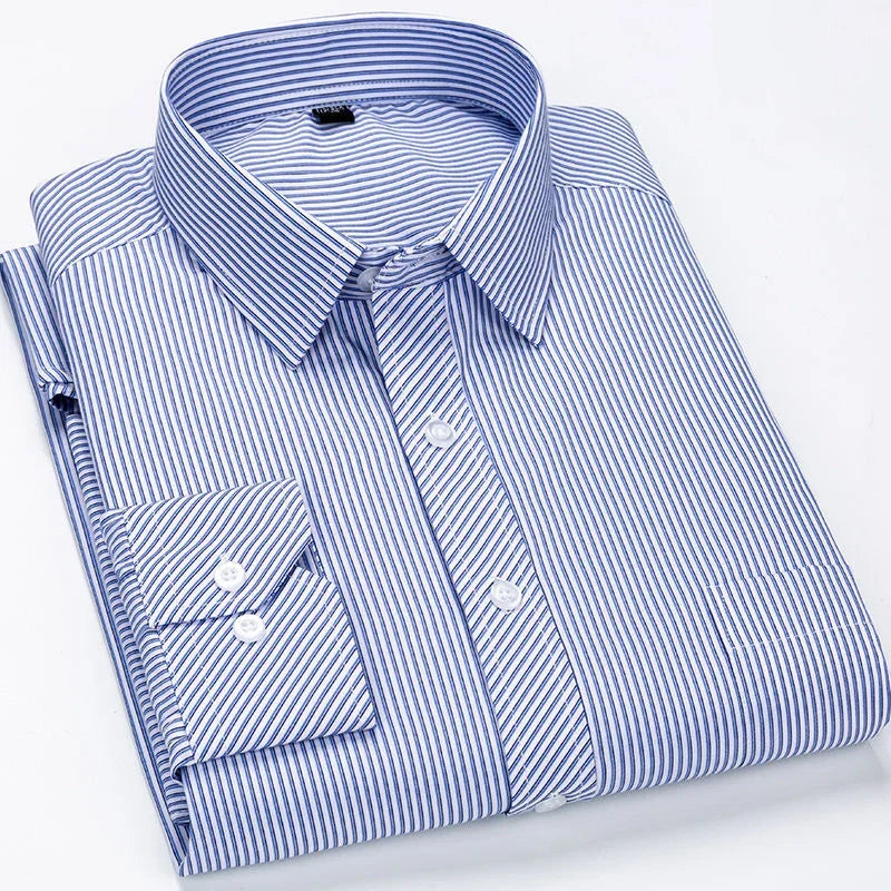 Oversized Mens Social Dress Shirt Long Sleeved Plus Large Size 9XL 8XL 7XL Classic Plaid Striped Casual Business RIYBEOE