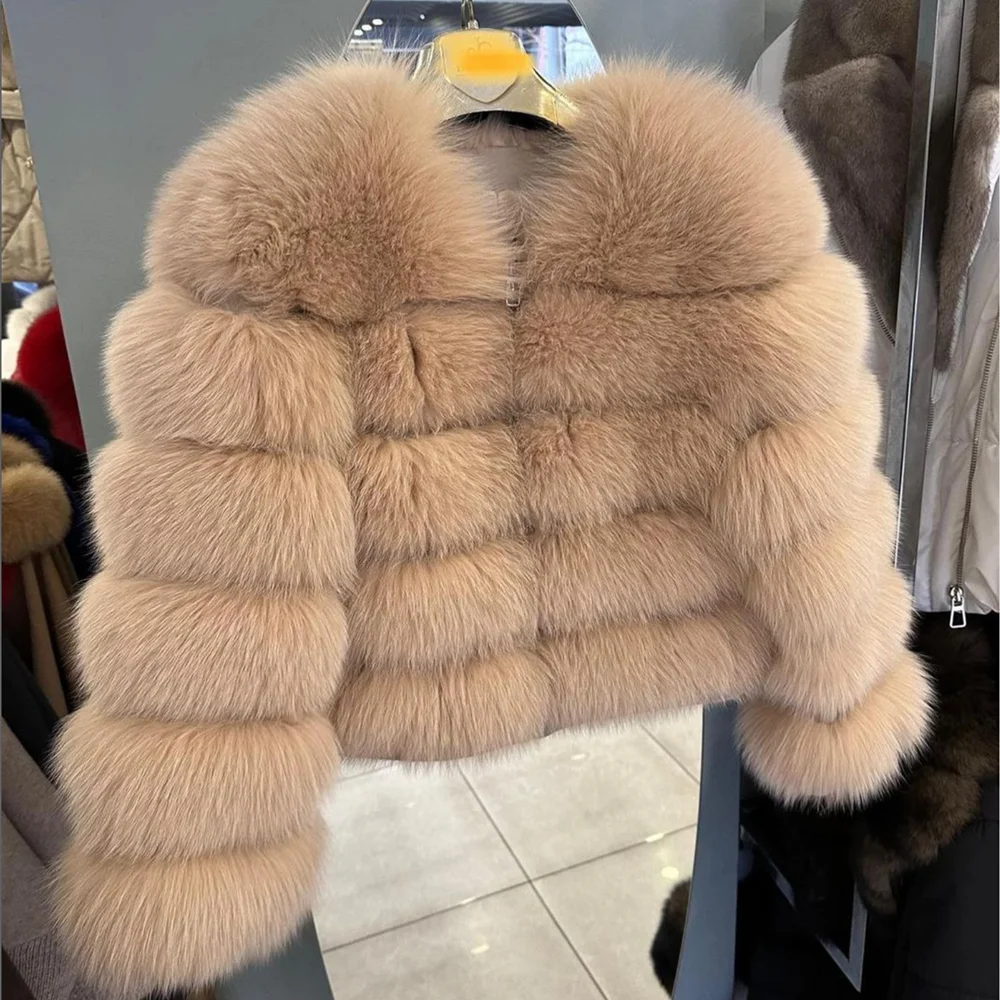 QUEENTINA Fox Fur Coat Real Winter Women'S Fashion Brown 2026 Leather And Skin Clothing Natural New In Coats & Jackets Tops Sale