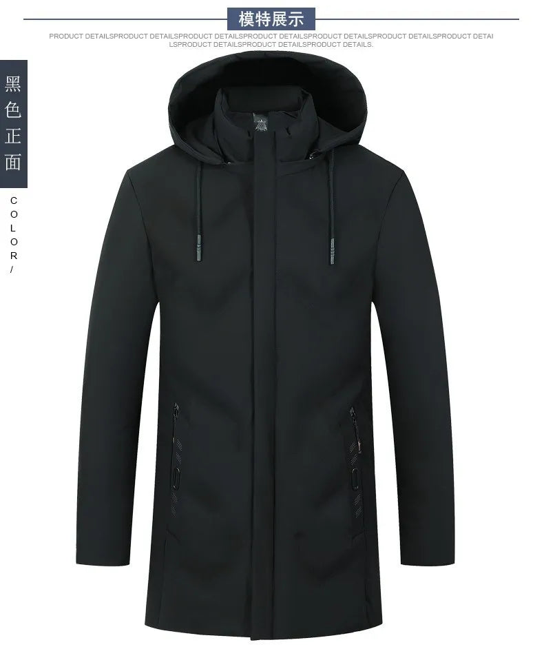 Top Grade Designer New Brand Men Parka Jacket Thick Casual Fashion Windbreaker Hooded Quilted Bubble Coats Long Mens Clothes